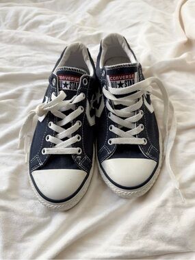 Converse Navy Low Top Sneakers with White Accents